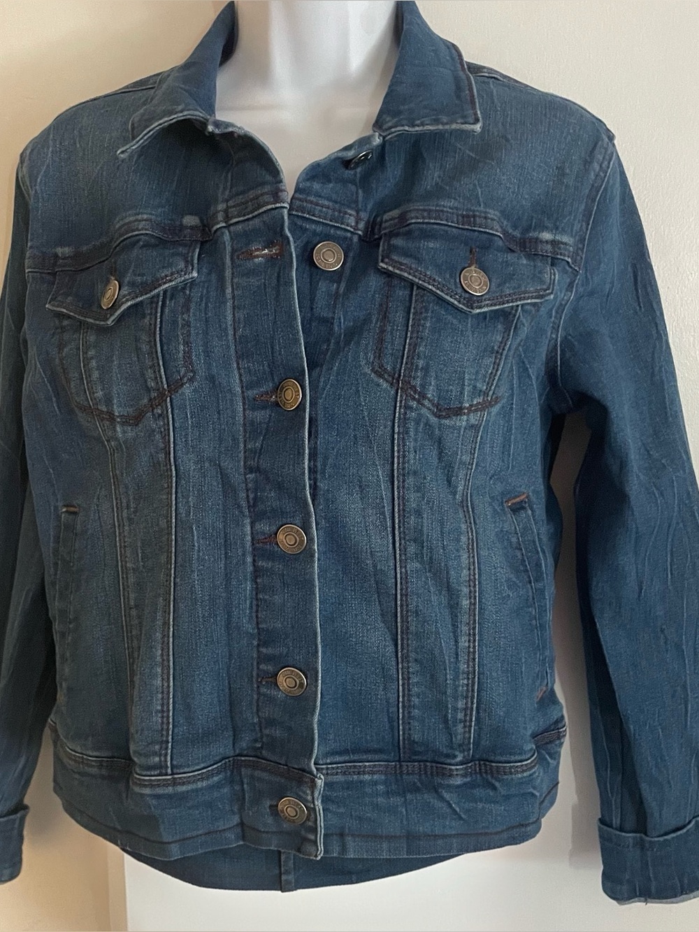 Nine West Dark Blue Denim Jacket with Button Front